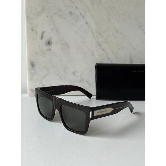 NEW Saint Laurent SL628 Flat Top Sunglasses in Havana Brown - Picture 6 of 10